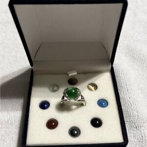 Sterling silver 925 Interchangeable Gemstone Ring - Women Jewelry